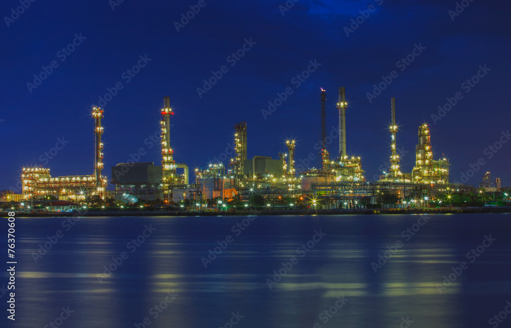 beautiful landscape of oil refinery plant lighting in industry e