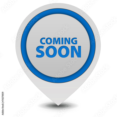Coming soon pointer icon on white background