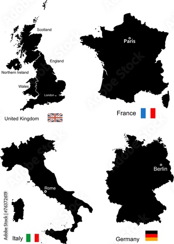 Maps of United Kingdom, France, Italy and Germany #76372619