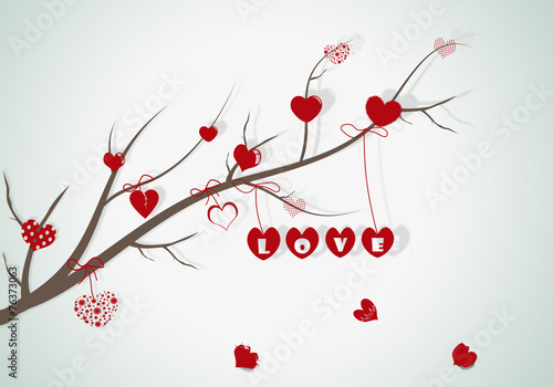 Branch with hearts.