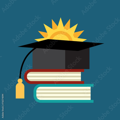 Books with the graduate cap