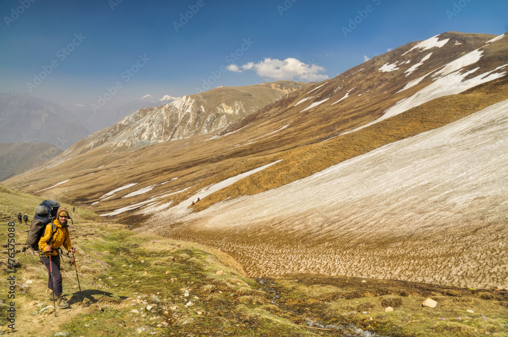 Fototapeta premium Hiker in Himalayas