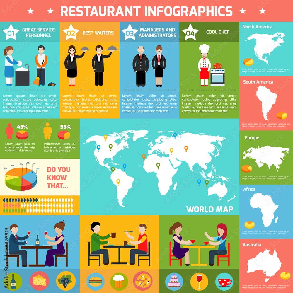 Fototapeta premium Restaurant infographic set
