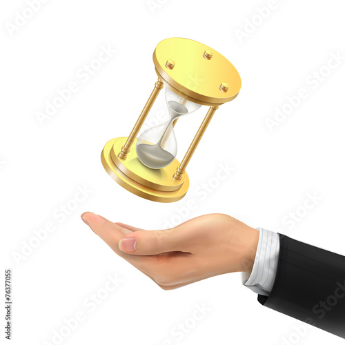 3d hand holding a hourglass