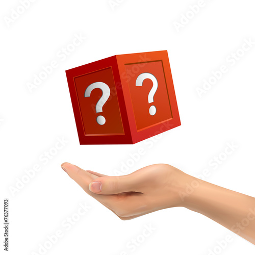 3d hand holding mysterious box