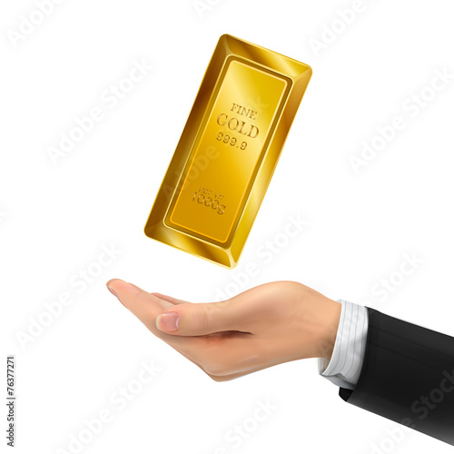 3d hand holding bullion