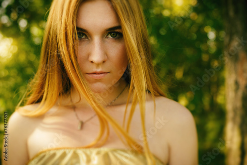 modern fairy tale about young girl beauty in wood