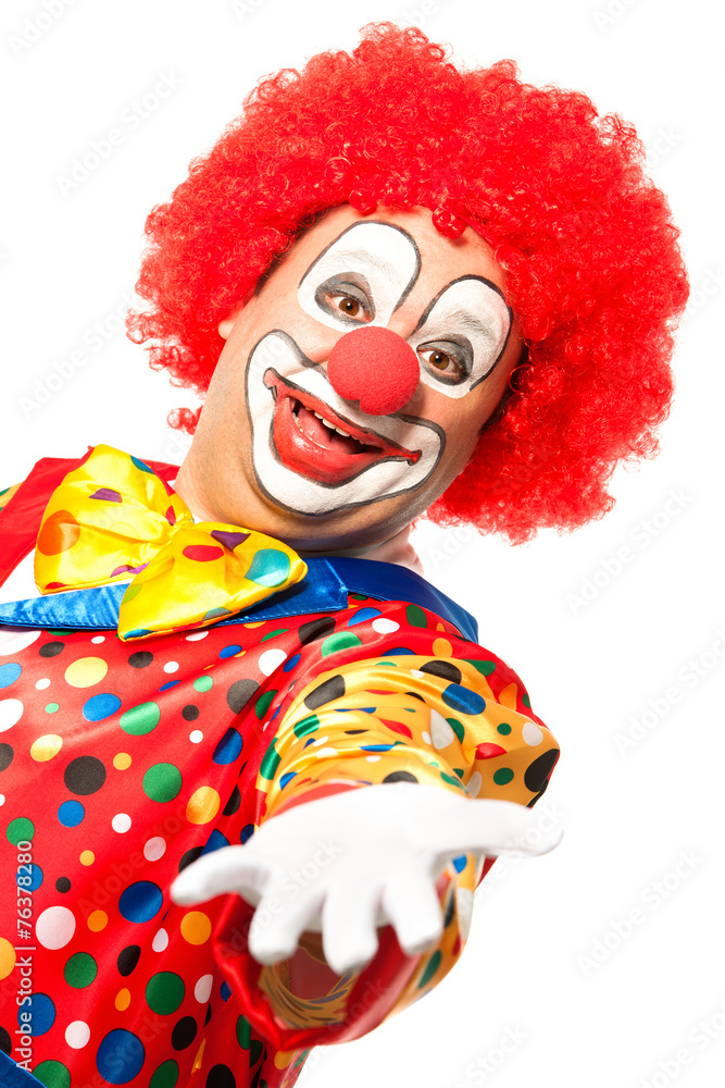 Portrait of a smiling clown isolated on white Stock Photo | Adobe Stock