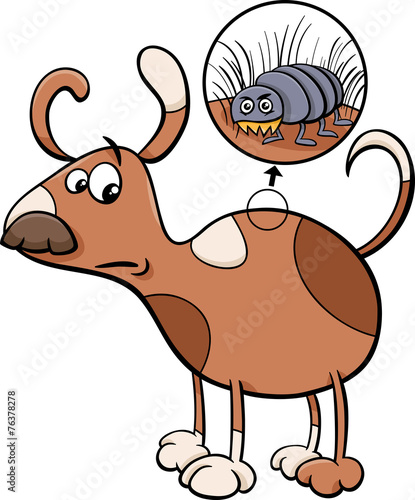dog and flea cartoon illustration