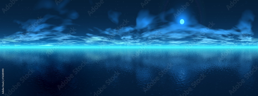 Obraz premium Night over ocean - 3D render