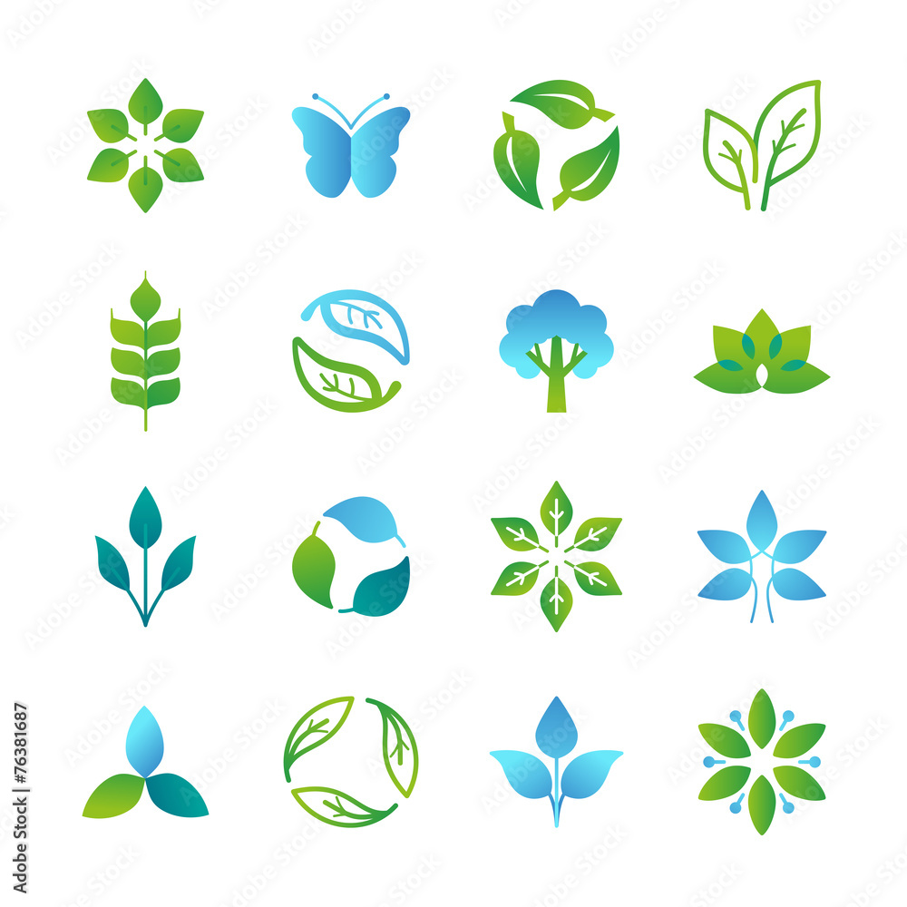 Vector green logos and emblems Vector green logos and emblems