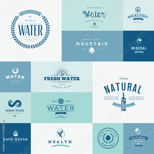 Set of flat design icons for water