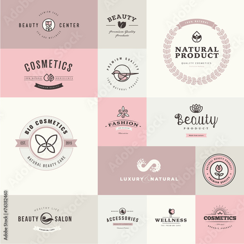 Set of flat design icons for beauty and cosmetics