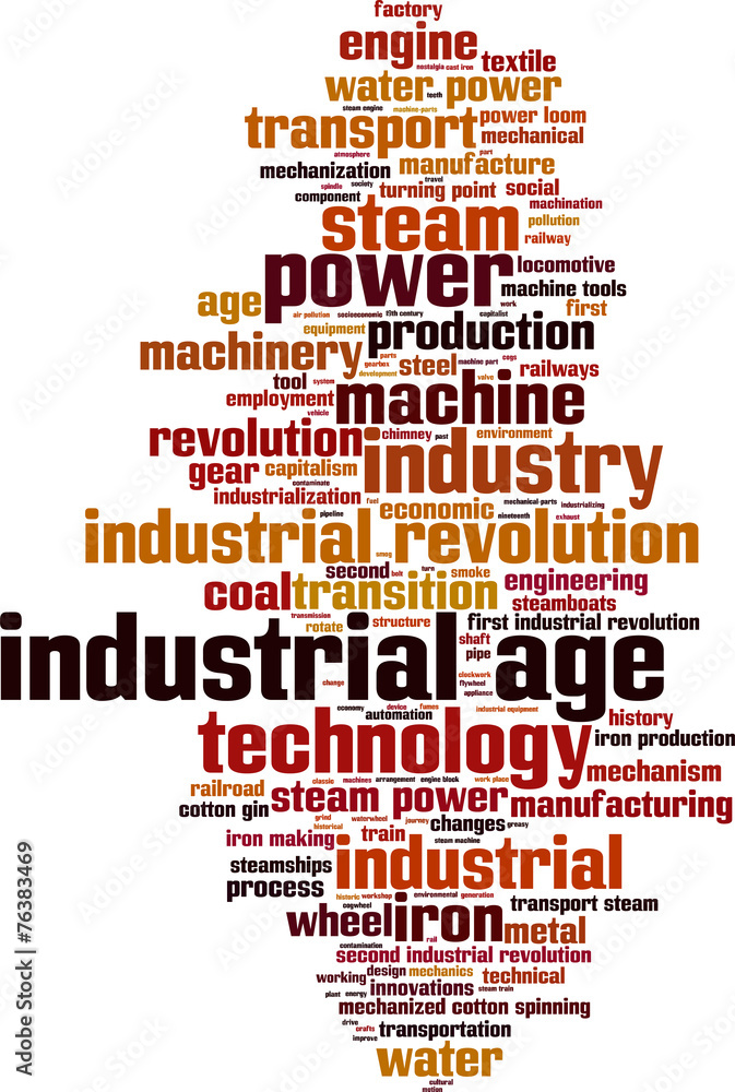 Industrial age word cloud concept. Vector illustration