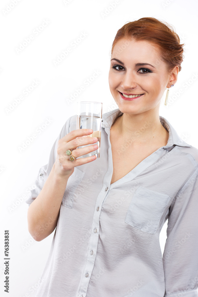 Happy young girl with a glass of water Happy young girl with a glass of water