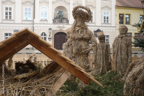 Nativity scene - straw kings and baby Jesus photo