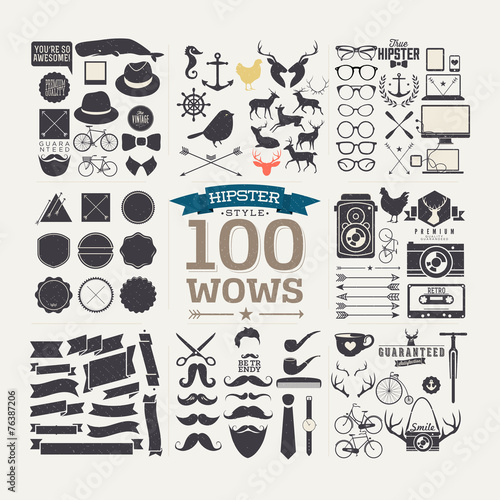 100 hipster icon! wow! all you need!