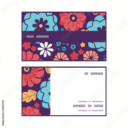Vector colorful bouquet flowers horizontal stripe frame pattern