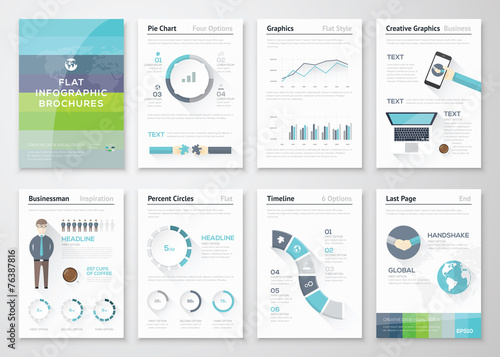 Flat design brochures and infographic business elements