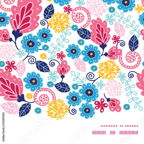 Fototapeta Naklejka Na Ścianę i Meble -  Vector fairytale flowers horizontal frame seamless pattern