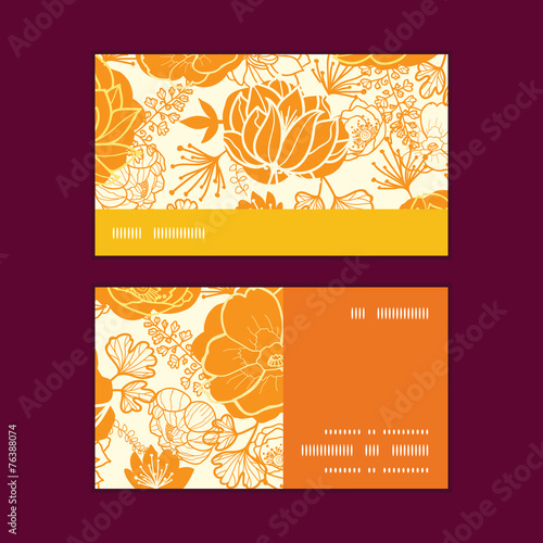 Vector golden art flowers horizontal stripe frame pattern