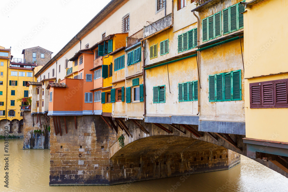 Arno River and bridges Ponte Vecchio