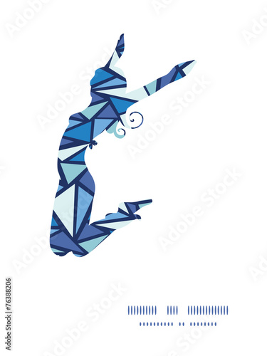 Vector abstract ice chrystals jumping girl silhouette pattern