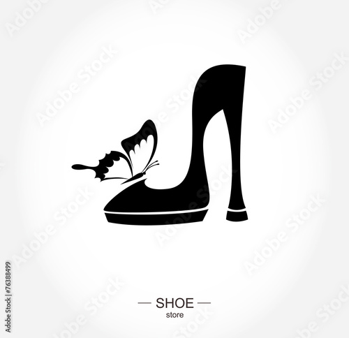 Logo shoe store, shop, fashion collection, boutique label.