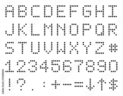 Vászonkép Pixel Or Scoreboard Alphabet, Numbers And Symbols