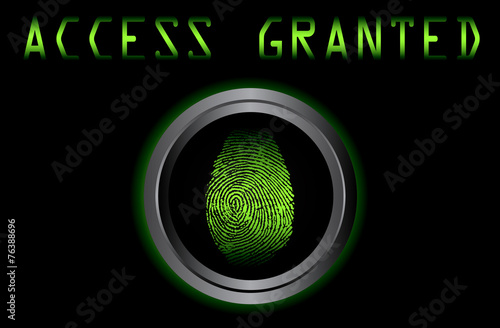 fingerprint on scanner access granted vector illustration