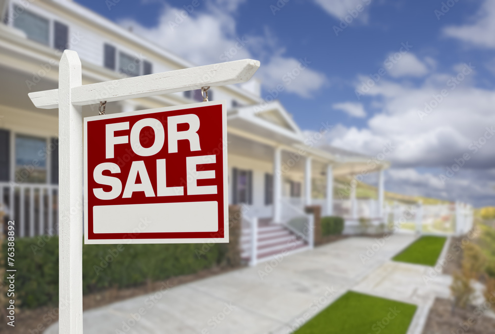 Home For Sale Real Estate Sign and House Home For Sale Real Estate Sign and House