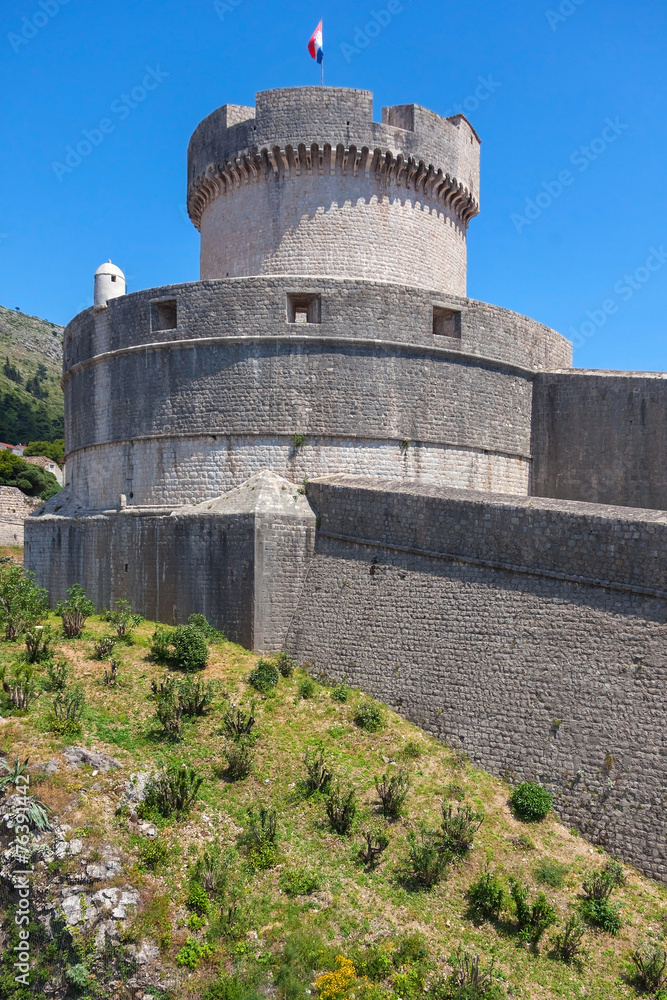 Minceta tower on old walls of Dubrovnik, Croatia.