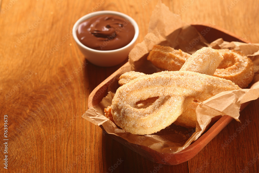Fototapeta premium Tasty Churro Recipe with Choco Dip Sauce