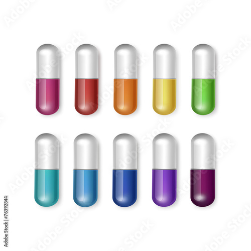 Vector Set of Multicolored Capsules Isolated