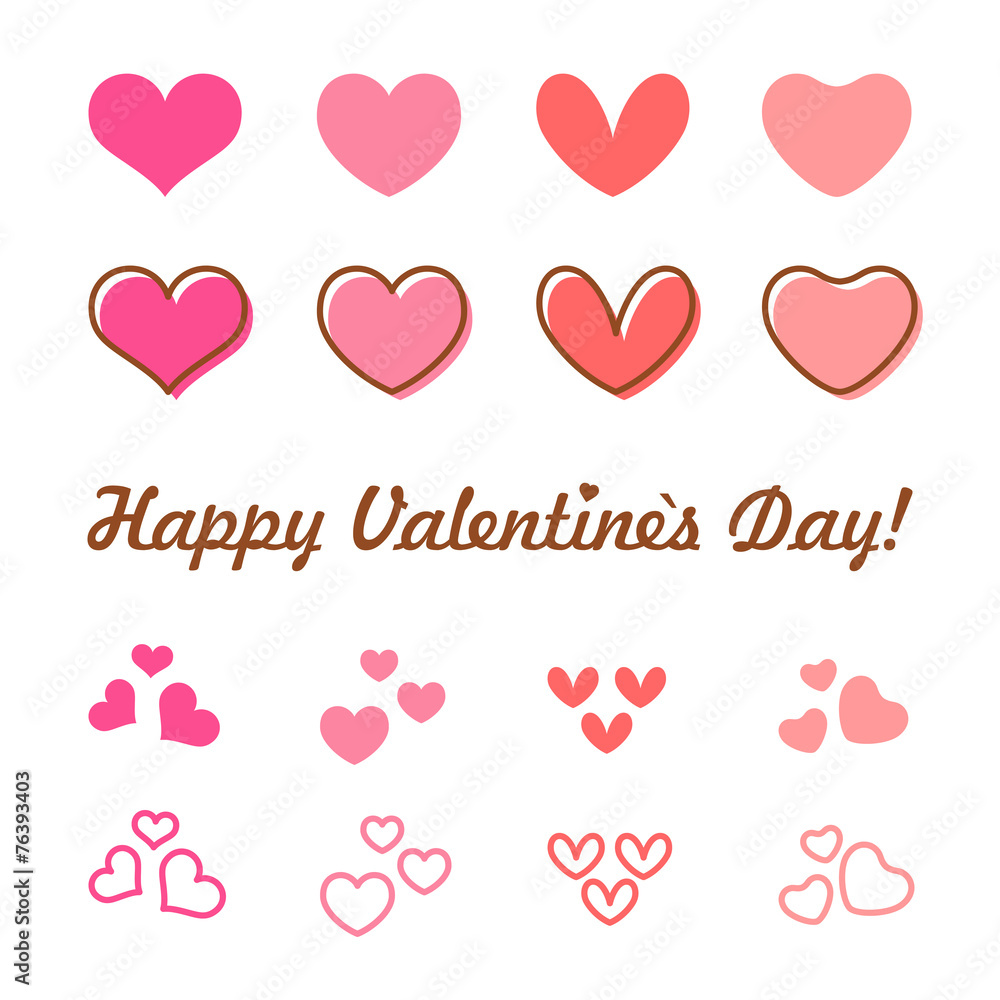 Valentines Day heart vector icon set