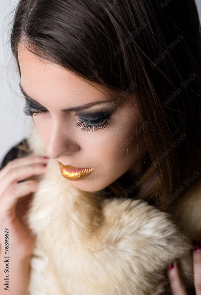 Aerial View of Pretty Woman Wearing Make - up Aerial View of Pretty Woman Wearing Make - up