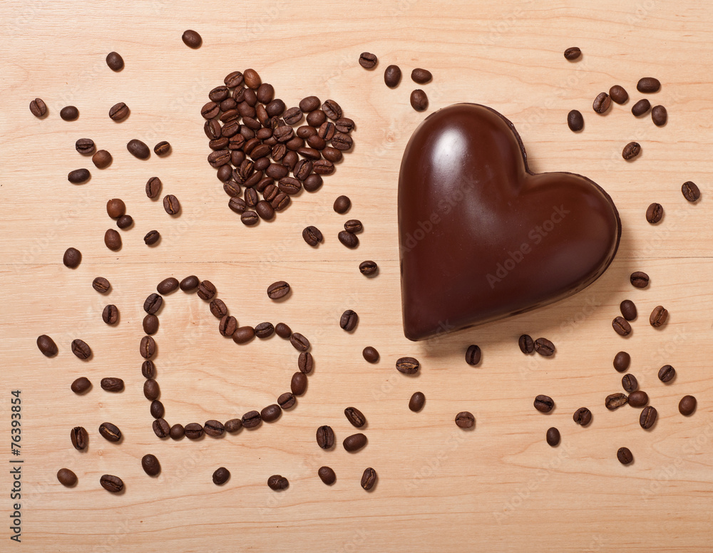 Fototapeta premium coffee and chocolate hearts
