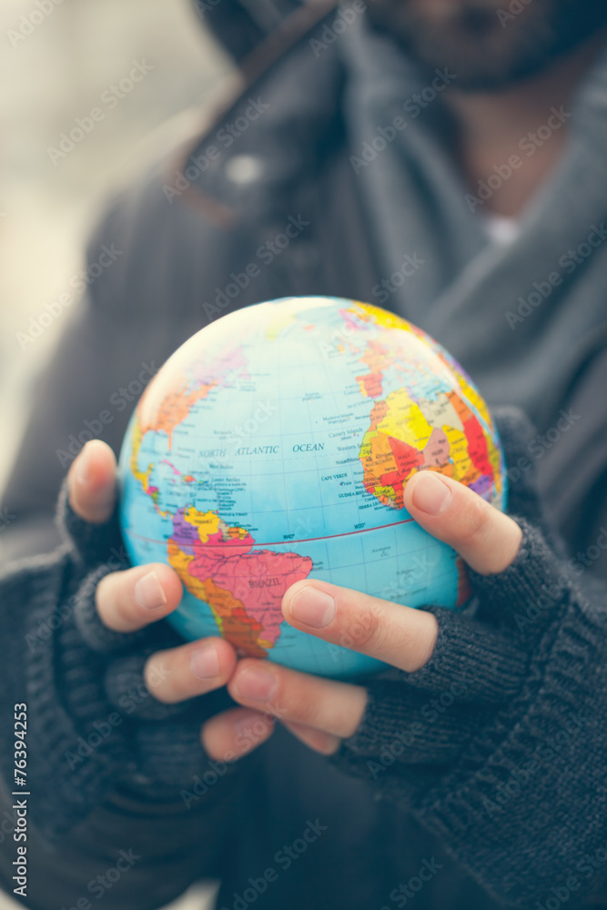 Man Holding Globe Man Holding Globe