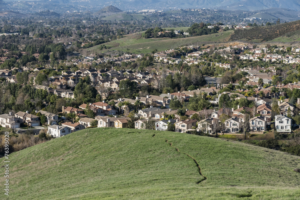 Fototapeta premium Suburban Hills, Homes, Meadows and Trails
