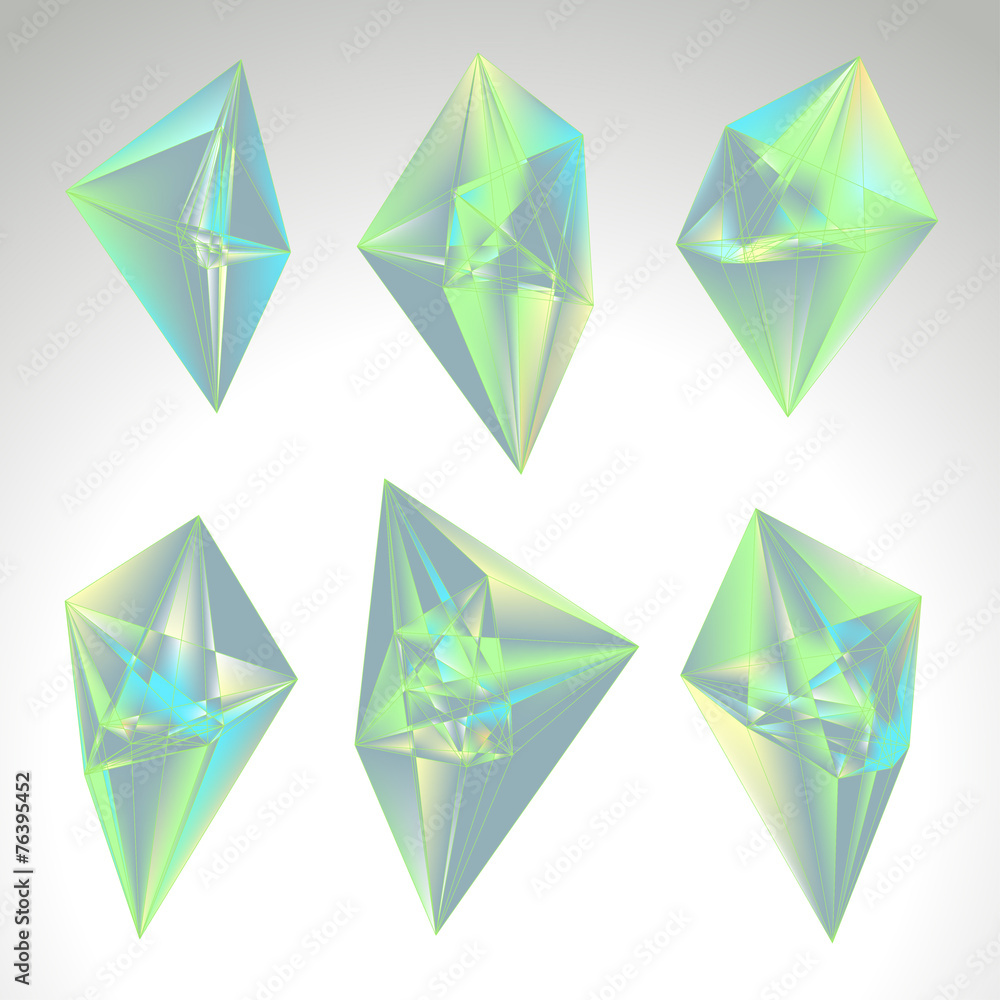 Set of light green gems. Vector design. Set of light green gems. Vector design.