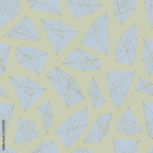 Seamless pattern of 3D asymmetric abstract objects.