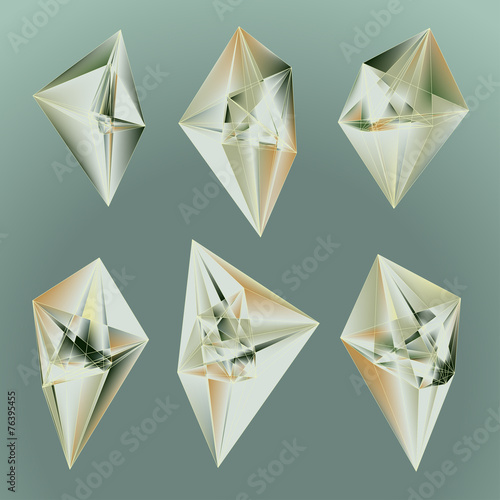 Set of light gems. Vector design.