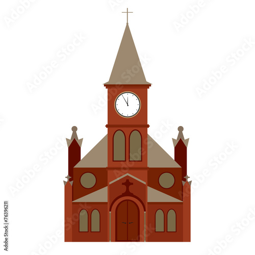 vector church building, christian religion icon