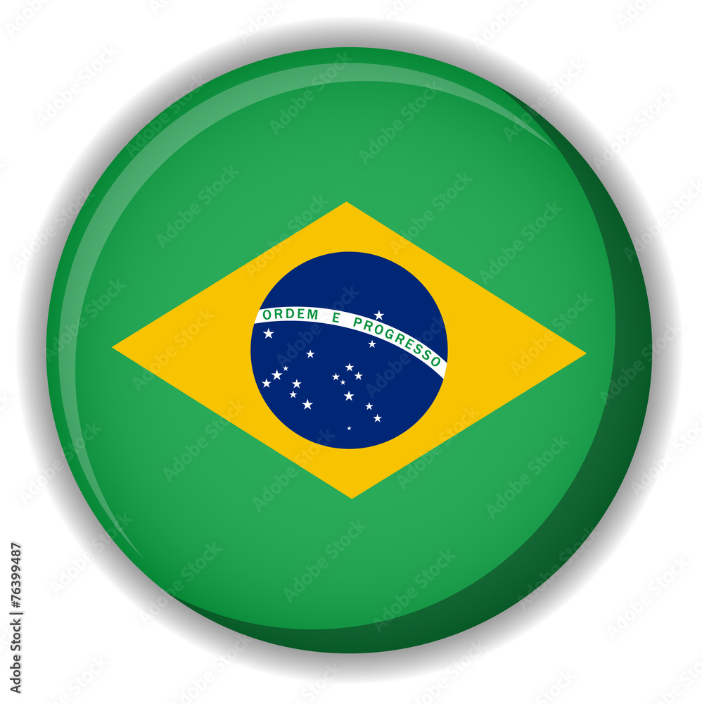 Fototapeta premium Brazilian flag button 3d image