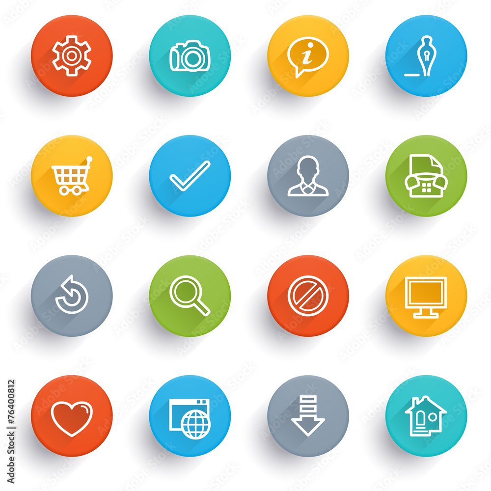 Basic icons with color buttons. Basic icons with color buttons.
