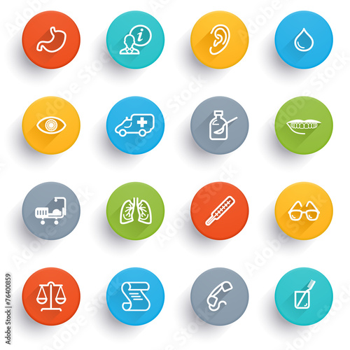 Medicine icons with color buttons.