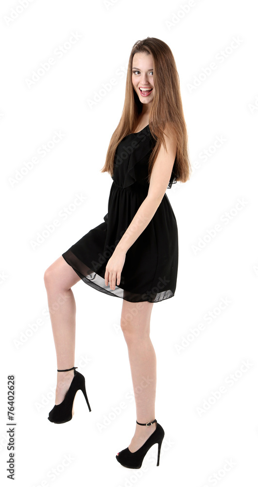 Beautiful young woman with long hair isolated on white Beautiful young woman with long hair isolated on white