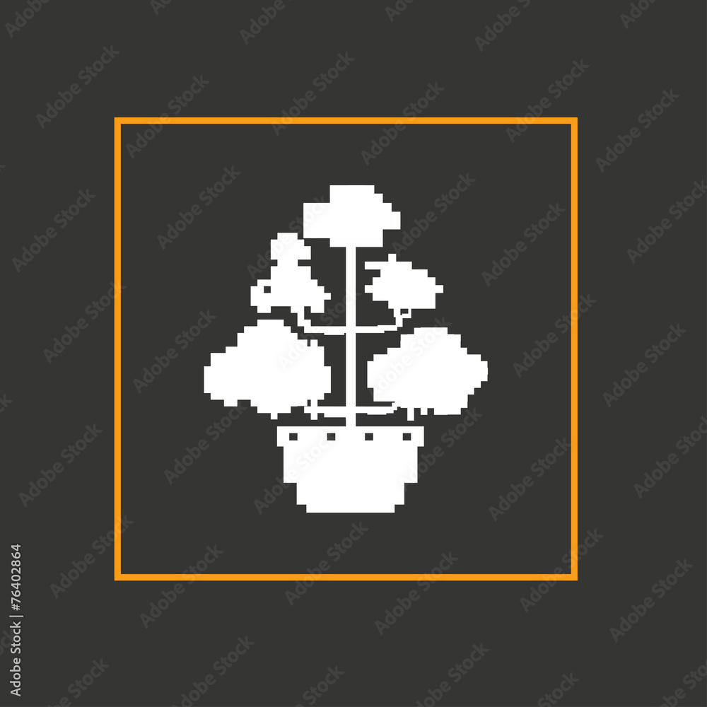 Fototapeta premium Simple stylish pixel icon flower. Vector design
