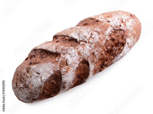 Black bread isolated on white