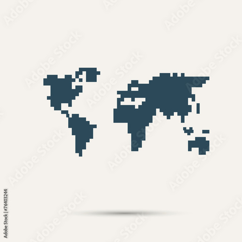 Simple style pixel icon continents. Vector design